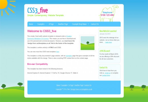 Simple free html5 CSS3 template